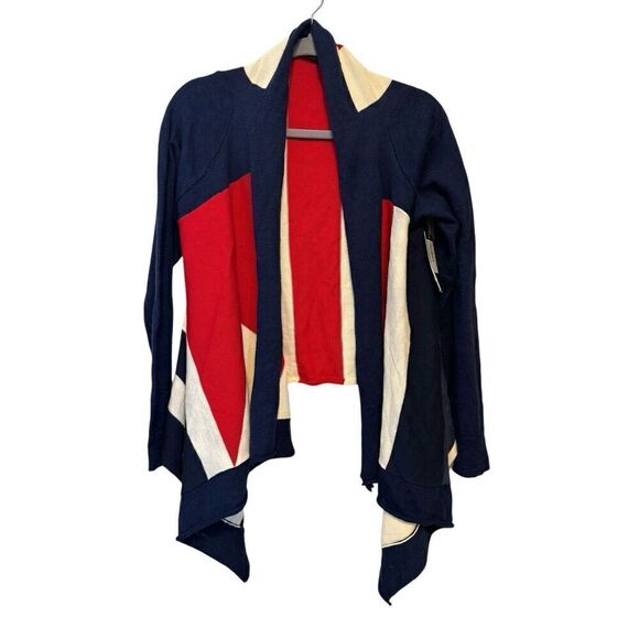 Lauren Ralph Lauren Women's Open Front Cardigan Sweater Sz M Patriotic Red Blue - Picture 7 of 9